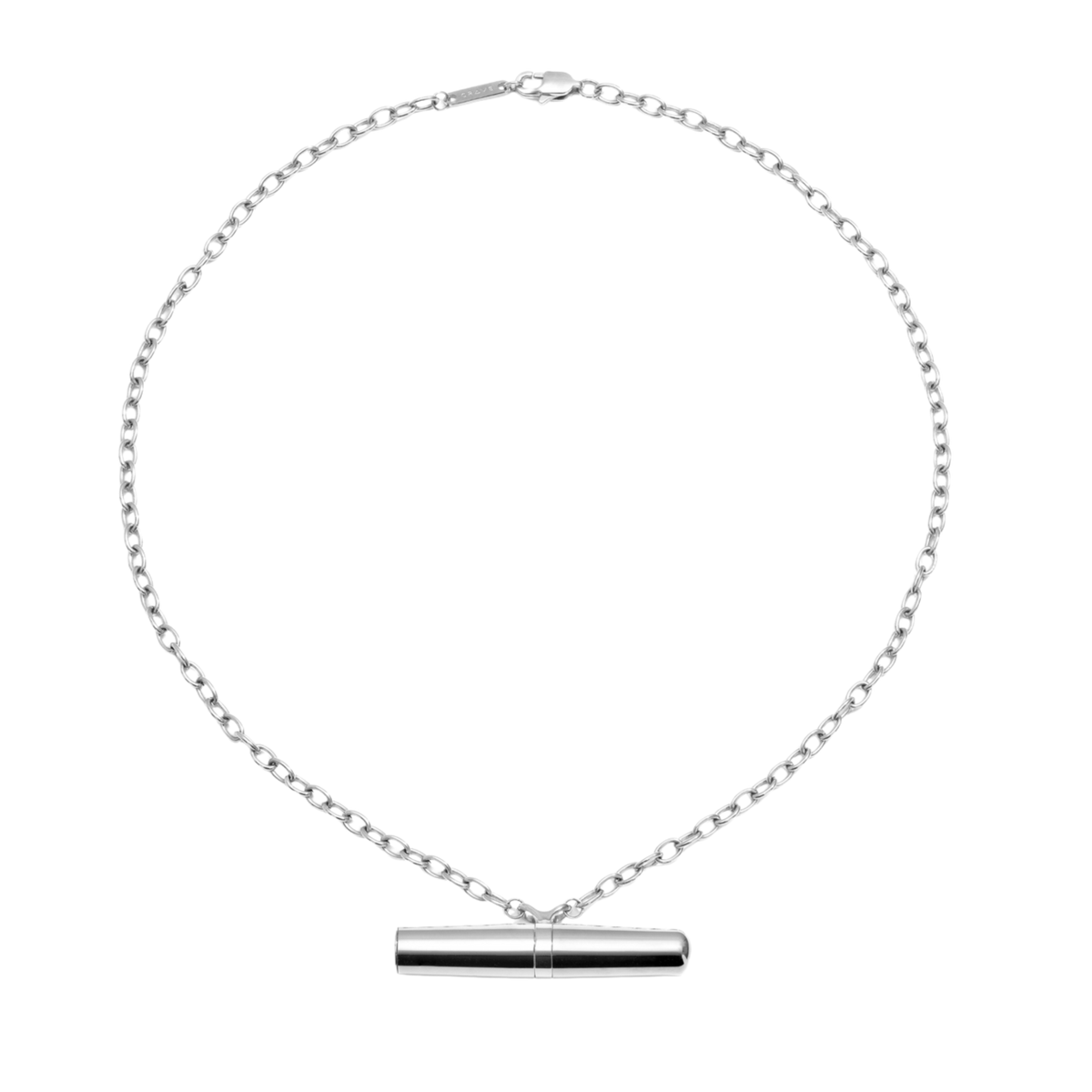 A silver Vibrator Necklace from the Tease Collection.