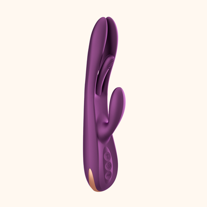 A purple dual-Action Terri vibrator against a white background.