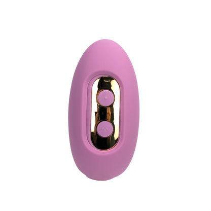 The buttons of the purple The Adventurer Curve air pressure vibrator by Euforia.