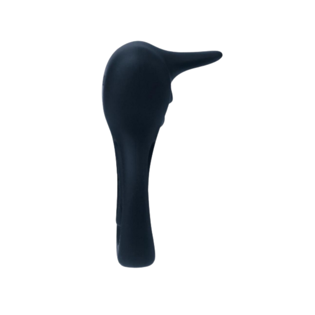The side of a blue double c-ring.