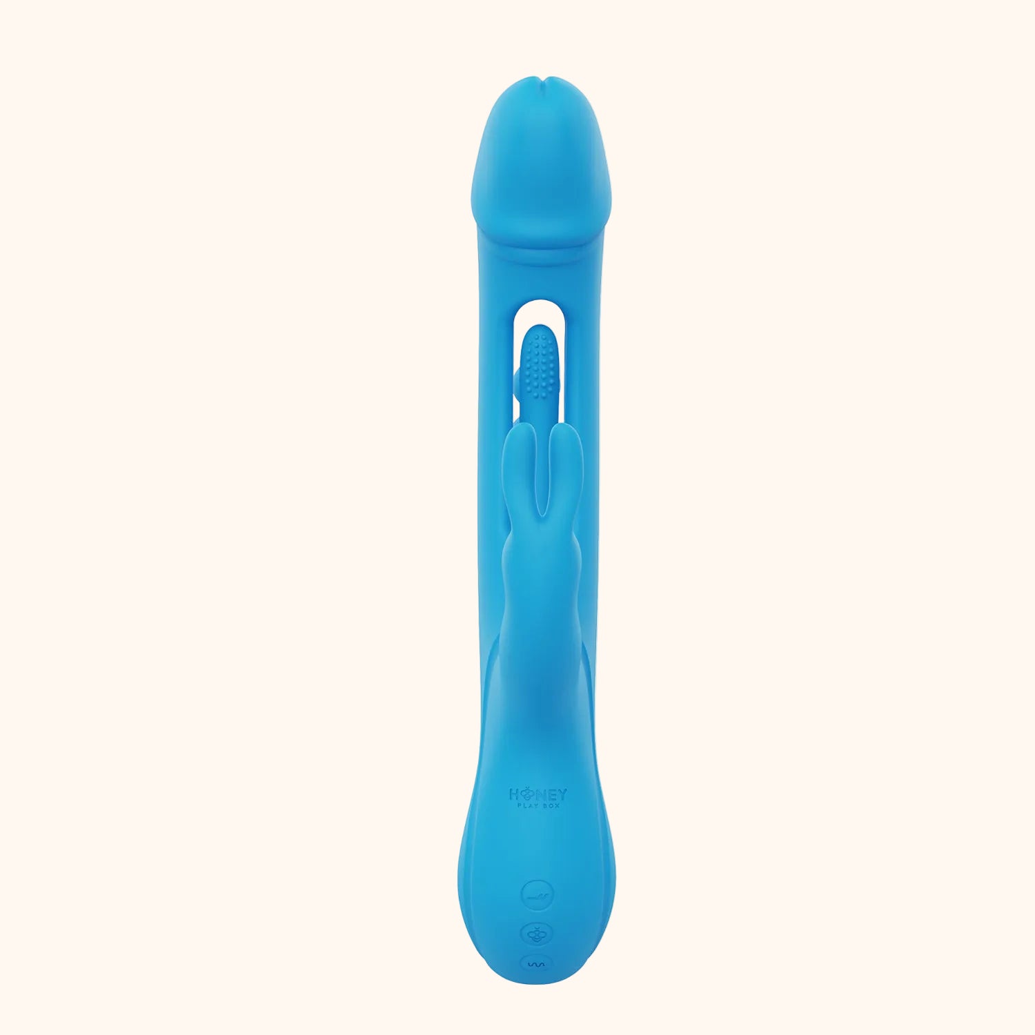 A blue Trilux vibrator against a white background.