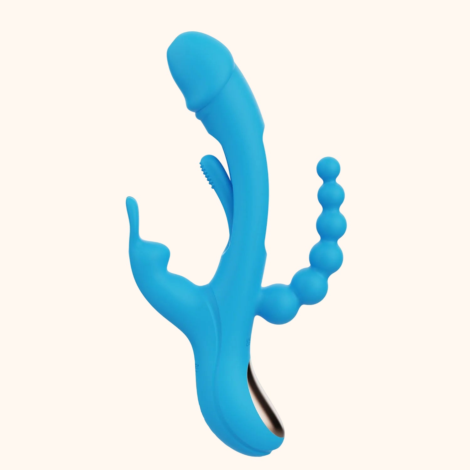 A blue Trilux vibrator against a white background.