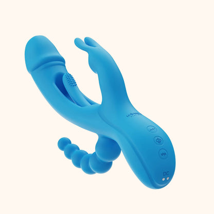 A blue Trilux vibrator against a white background.