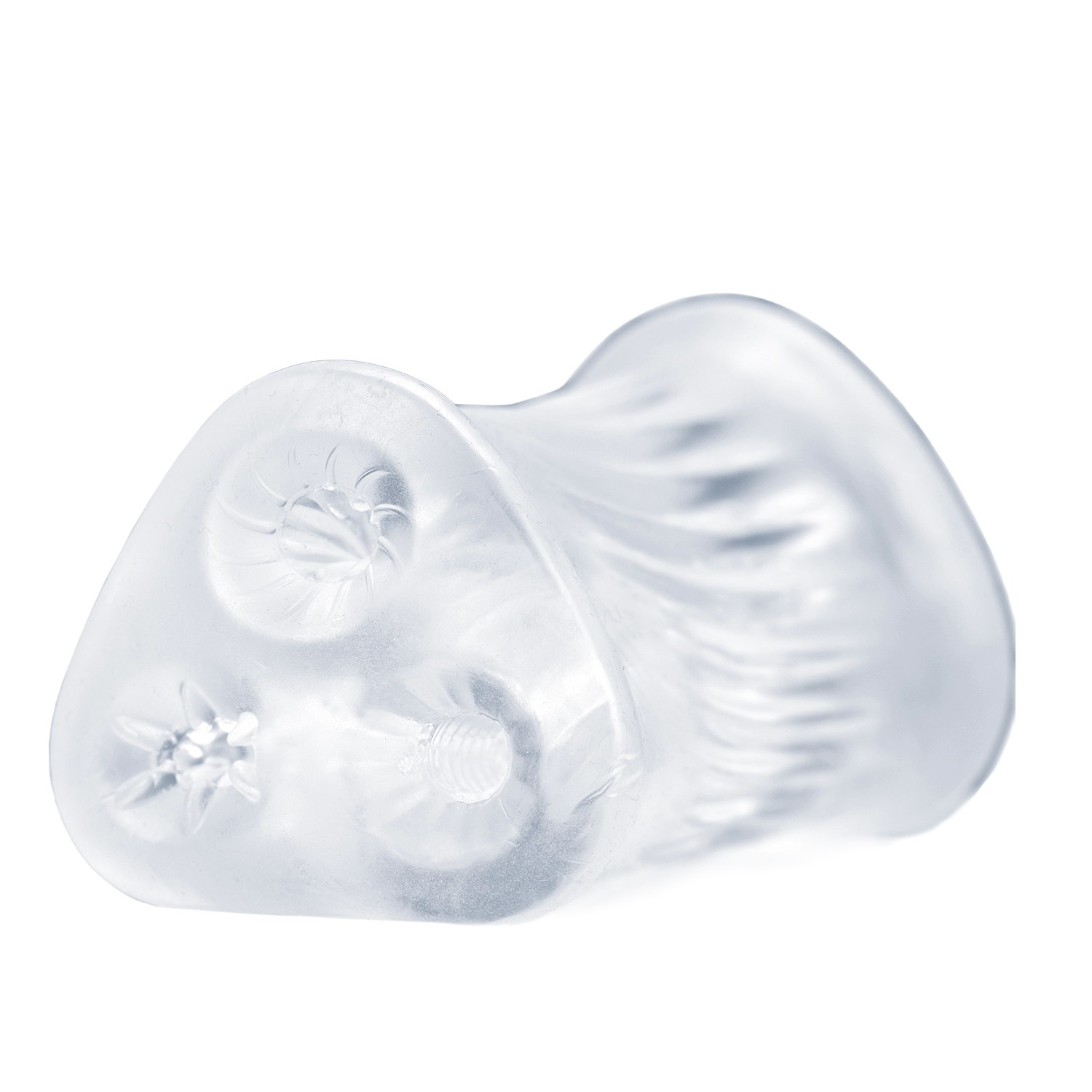 A clear Cyclone Triple Chamber Strokers showing the top view and the three chambers.