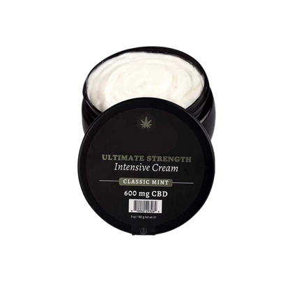 A black bottle Classic Mint of Ultimate Strength Intensive muscle cream.