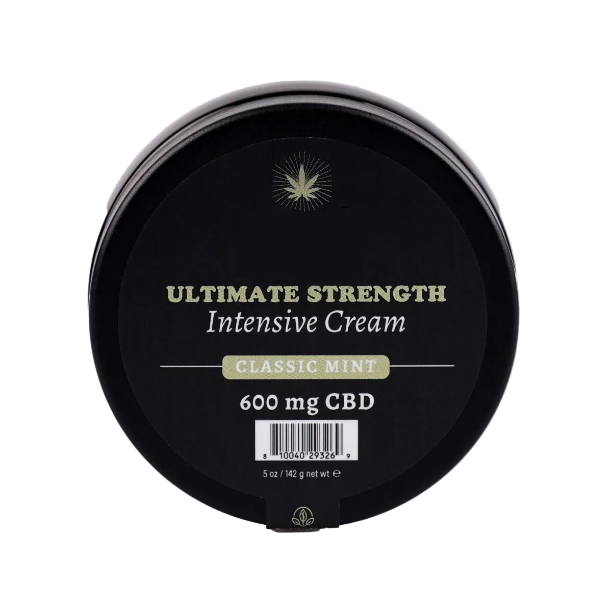 A the lid of a black bottle Classic Mint of Ultimate Strength Intensive muscle cream.