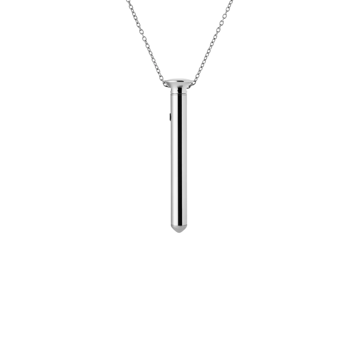A silver Vesper mini necklace.