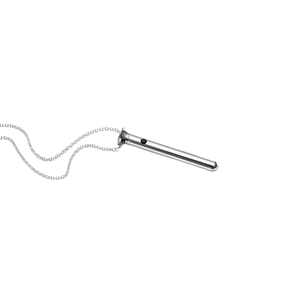 A silver Vesper mini necklace.