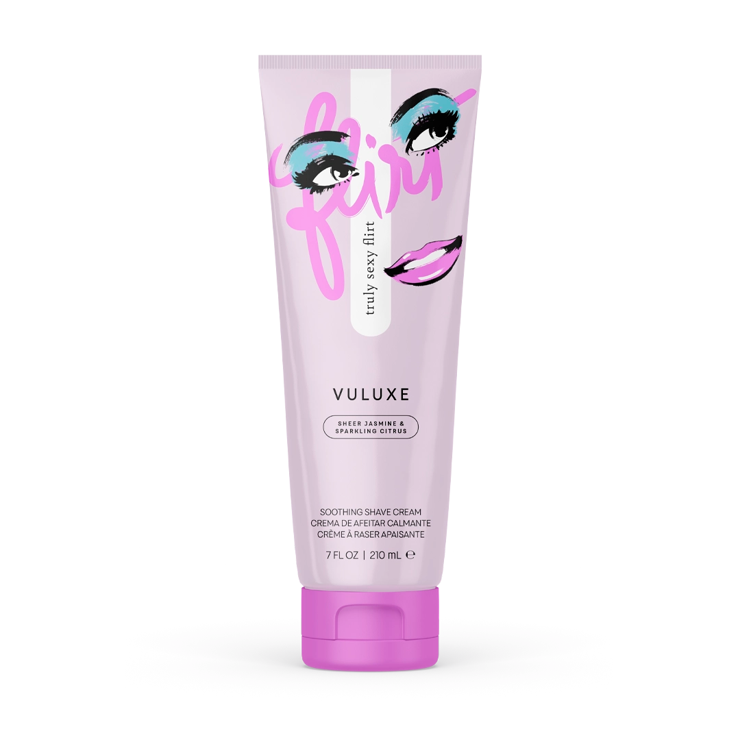 Vuluxe Shave Cream Flirt scent on a white background