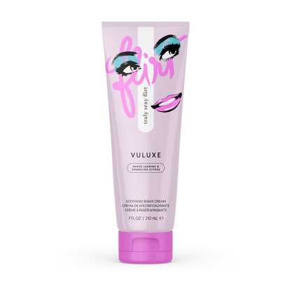 Vuluxe Shave Cream Flirt scent on a white background