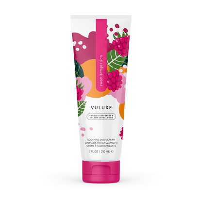 Vuluxe Shave Cream Sweet Temptation Scent on a white background