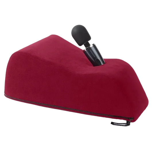 A merlot Wanda Toy Mount, Bedroom Furniture by Liberator holding a wand.