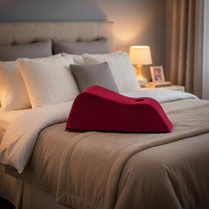 Wanda Toy Mount by Liberator shown sitting on a cozy bed.