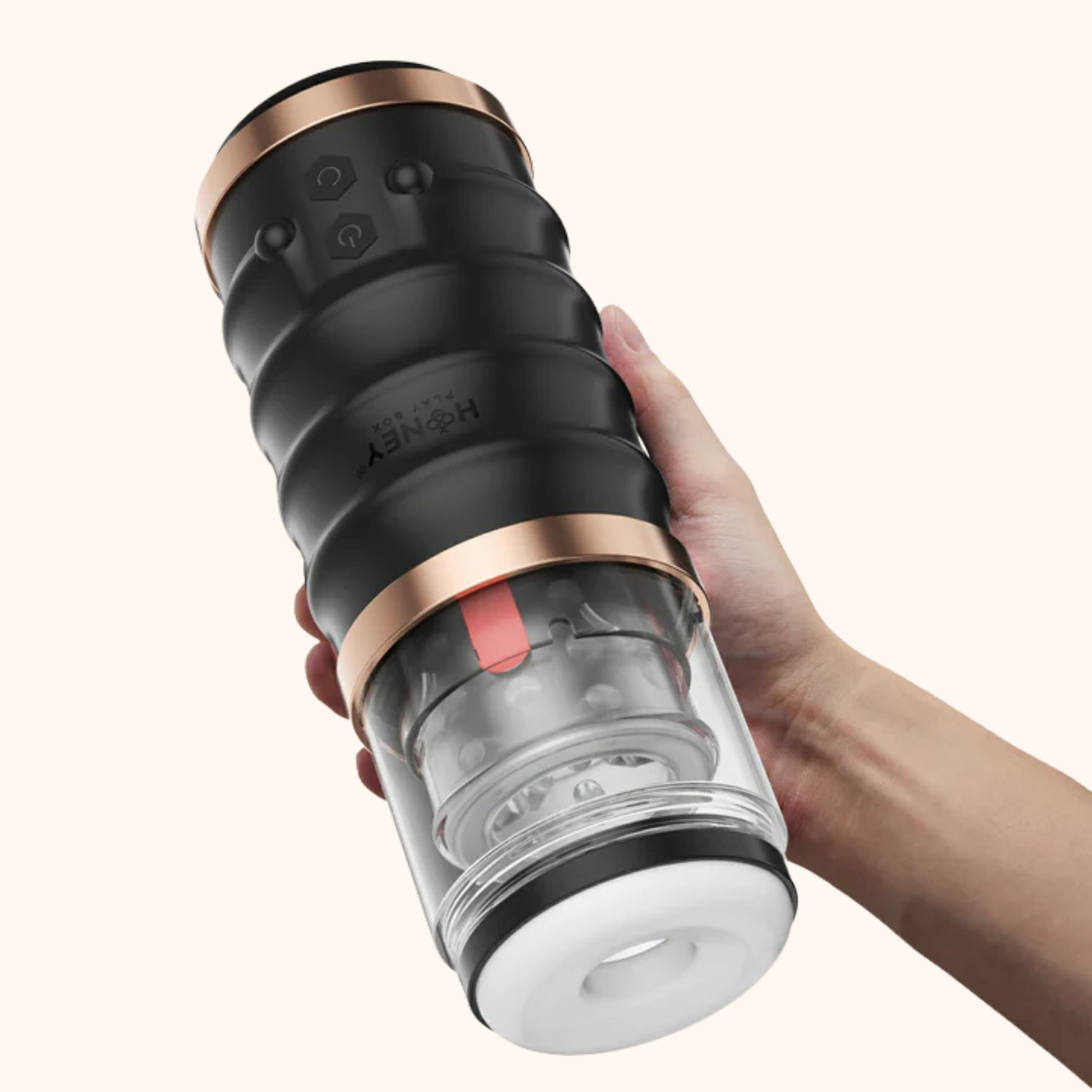 Warrior in a hand to compare the size