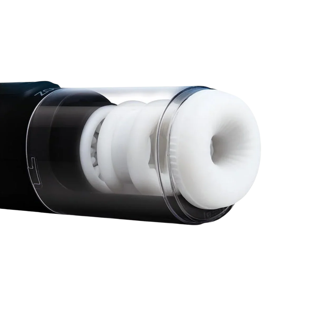 The top of a black Zolo Hawk Tuah Ultimate thrusting Masturbator.