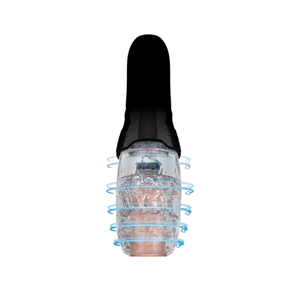 A black Zolo Original Gwak Gwak Masturbator with a clear sleeve showing the spinning motion.