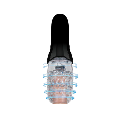 A black Zolo Original Gwak Gwak Masturbator with a clear sleeve showing the spinning motion.