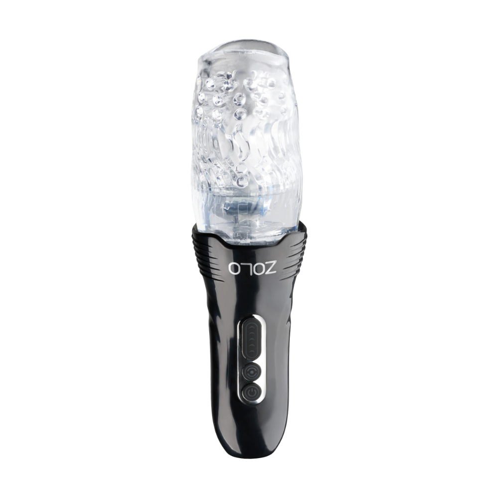 A black Zolo Original Gwak Gwak Masturbator with a clear sleeve.