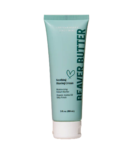 Beaver Butter soothing shaving cream tube on a white background