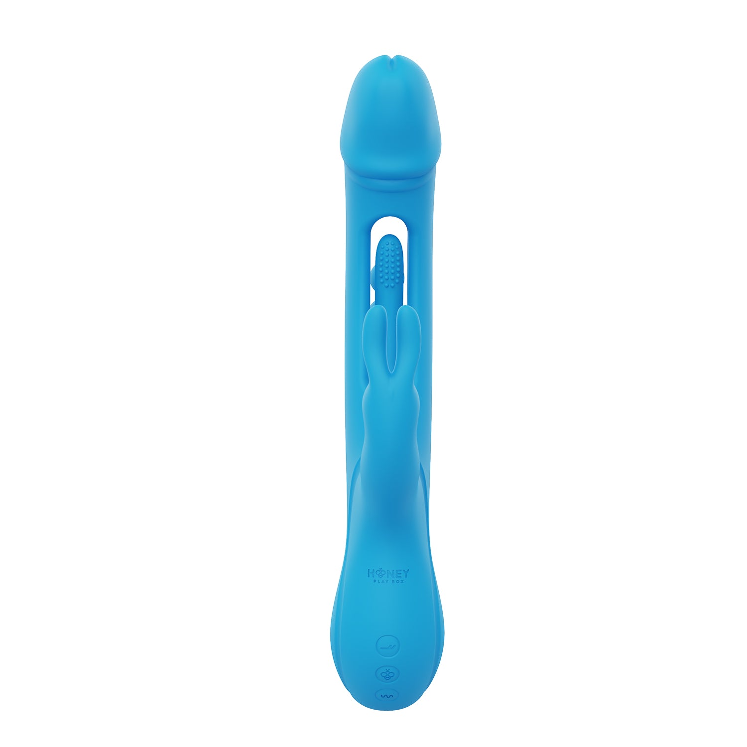 TRILUX Kinky Finger Rabbit Vibrator with Anal Beads, Blue, Toys by Just The Tips with Nicole – shown in product photo, available at Just The Tips with Nicole